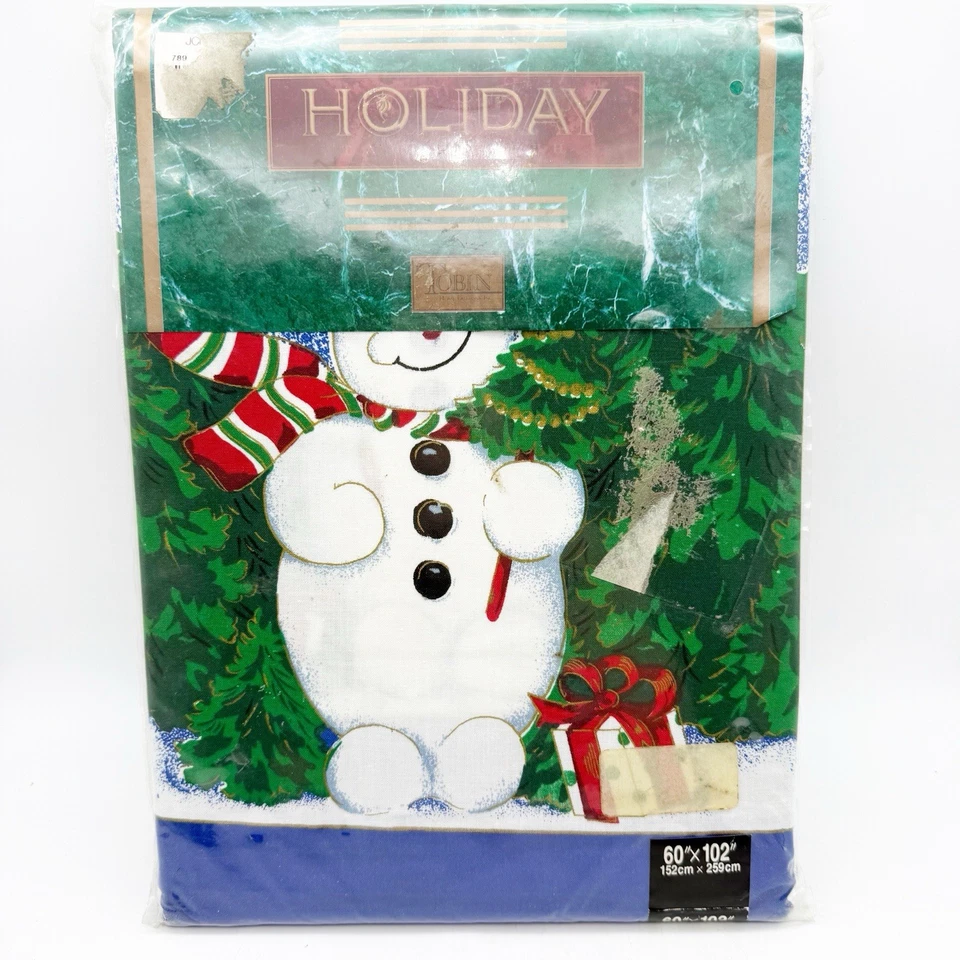 Tobin Christmas Snowmen Fabric Tablecloth 60 Oblong