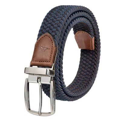 Tommy Bahama Woven Navy Elastic Belt With Leather Trim & Metal Buckle NWOB 6969 - Image 1 of 4