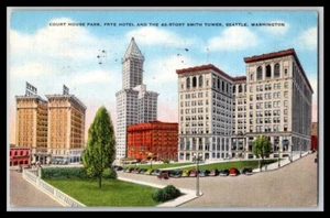 Courthouse and Frye Hotel in Seattle Washington alte Postkarte veröffentlicht 1949 E5 - Bild 1 von 2