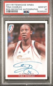2011 WNBA Rittenhouse Autograph Box Incentive TINA CHARLES PSA 10 Pop 3 highest - Picture 1 of 2