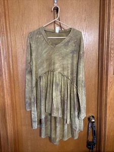 Blouse Womens 3-4X Long Sleeve Front & Elbow Details  Hi/low Hem - Picture 1 of 6