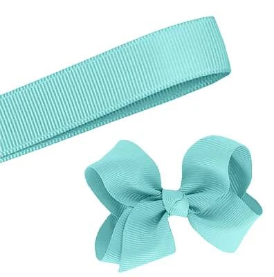 5 Yards Solid Aqua Blue Grosgrain Ribbon Yardage DIY Crafts Bows USA - Image 1 of 2