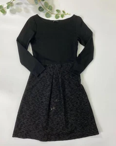 Theory Womens A Line Inverted Pleat Wool Blend Dress Black Long Sleeve Size 2 - Picture 1 of 10