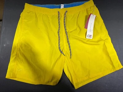NWT MEN'S CUTTER & BUCK SWIM TRUNKS, SIZE: XL, COLOR: YELLOW (J477)^ - Image 1 of 2