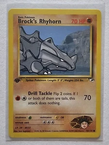 1st Edition Brock’s Rhyhorn 70/132 - Gym Heroes - Near Mint - Foto 1 di 1