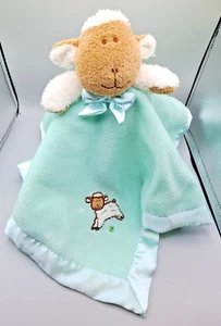 Carter's Child of Mine White Lamb Sheep Security Blanket Green Stars Rattle 12" - Picture 1 of 10
