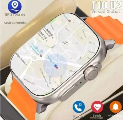 Reloj inteligente 2024 T10 U2 para hombre/mujer GPS Track Bluetooth reloj 2,2 pulgadas (naranja) Foto 1 de 4