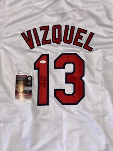 Omar Vizquel Signed Cleveland Indians Jersey JSA COA Little O - Picture 1 of 6
