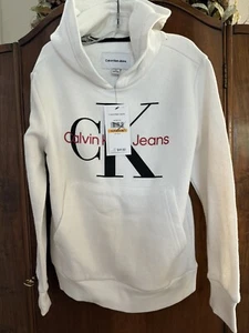 Calvin Klein Childs' Pullover Fleece Hoodie Old School White Size S / P / CH (8) - Picture 1 of 6