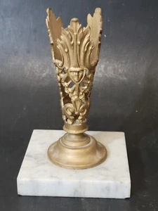Antique 19th Century Figural Face, Ornate Metal Vase Holder or Oil Lamp Base - Picture 1 of 6
