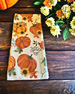 Toalla de Cocina Calabazas y Girasoles Otoño 100% Poliéster Blanco - Imagen 1 de 1
