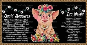 LARGE 10"x4.5" PIG THEMED KITCHEN MAGNET with Handy Food Conversion Chart - Bild 1 von 1