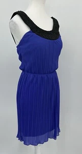 Trixxi Plissee blau & schwarz ärmellos Polyester Kleid Junior Gr. 3 1980’s 80’s - Bild 1 von 14