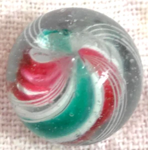 TOY MARBLE .72,4 divided ribbon core jelly 2 pink 2green with white cage threads - Picture 1 of 10