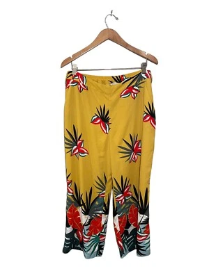 Soft Surroundings Wide Leg Pants Petite Large Palm Tropic Stretch Waist Colorful - Изображение 1 из 4