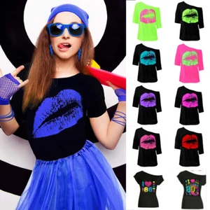 Ladies I Love The 80s T-Shirts Women Hen Party Retro Fancy Lip Tops UK Size 8-20 - Picture 1 of 36