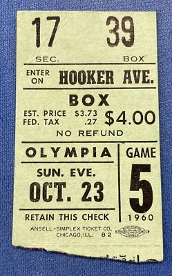 RARE 1960 Detroit Red Wings Ticket GORDIE HOWE Maple Leafs JOHNNY BOWER WIN AUC2 - Image 1 of 2