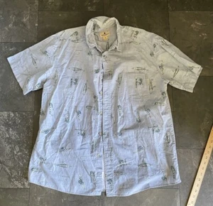 Vintage Woolrich Mens Button Front Shirt Large Fishing Camp Shirt Blue Cotton - Picture 1 of 10