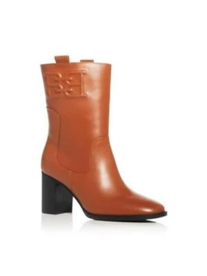 Botas femininas BALLY marrom logotipo Doris biqueira redonda salto bloco 38,5 - Imagem 1 de 2