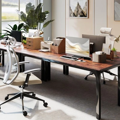 HOMCOM 70.9" Computer Desk, Home Office Desk, Rustic Brown - Image 1 of 4