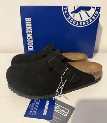 Birkenstock Boston Veloursleder Weichbettung Clogs - Black - Gr. 42 & 44 Regular