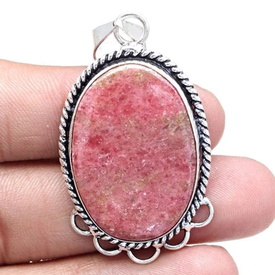 Pendant Rhodonite Gemstone Gift For Her Silver Jewelry 2" - Image 1 of 4
