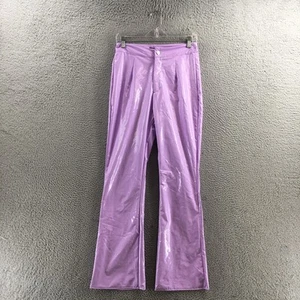 Finesse Bootcut Pants Womens M (Actual 28X30) Purple High Rise Faux Leather New - Picture 1 of 20