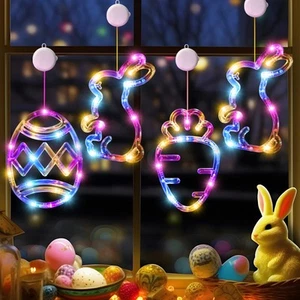 4Pack Easter Window Lights Decorations with Timer, Battery Powered Hanging Mu... - Picture 1 of 6
