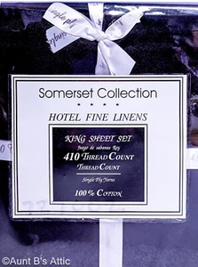 Biancheria Letto Collezione Somerset Nero 410 TC 100% Cotone Indiano Set 4 Pezzi King - Foto 1 di 4