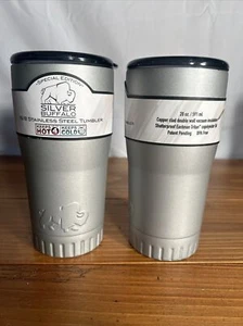 NEW (2) Silver Buffalo Gray SL Steel Insulated Travel Tumblers 20oz Spec.  ED. - Picture 1 of 7