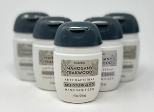 5 BATH & BODY WORKS MAHOGANY TEAKWOOD POCKETBAC MOISTURIZING HAND GEL SANITIZER - Picture 1 of 5