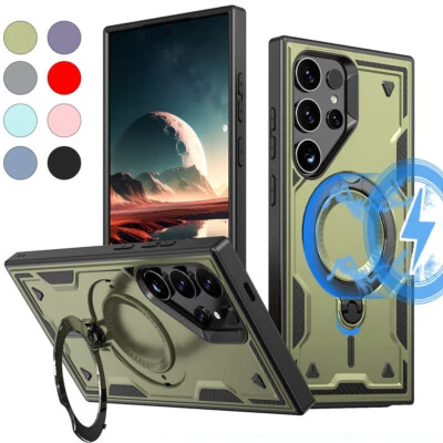 Custodia per Samsung S25 Ultra S24 S23 S22 Magsafe Anti-urto Anello Cover - Immagine 1 di 4