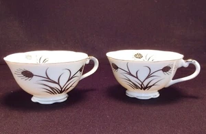 Vintage Lefton China SNACK SET CUPS Only x2 Wheat Pattern Silver #224 - Picture 1 of 9
