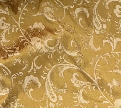 GOLD RED Iridescent Printed Designer 100% Silk Dupioni Fabric 54” Width 1 Yard - Image 1 of 3