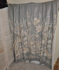 Nina Campbell Home Shower Curtain Gray Pink Tan Paisley Floral 72"x73" Cotton - Picture 1 of 7