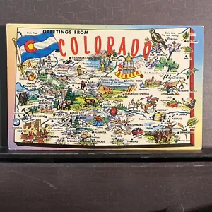 Grüße aus Colorado Karte großer großer Brief Vintage Chrom Postkarte 1965 Post - Bild 1 von 3
