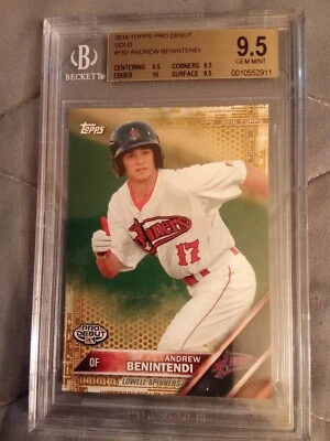 2016 Topps Pro Debut Andrew Benintendi #27/50 GOLD #152 Graded BGS 9.5 GEM MINT - Image 1 of 2