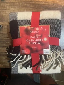 SONOMA LIFE STYLE FAUX CASHMERE THROW 50" x 60" 100% ACRYLIC $49.99 Multi-color - Picture 1 of 2