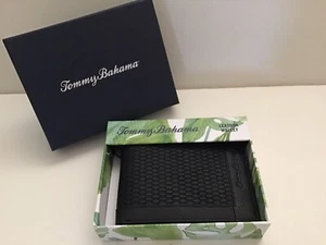 Tommy Bahama Wallet, Basket Textured Framed Bifold Black Leather - Picture 1 of 4