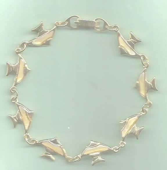 Pulsera Madreperla Original 7" Largo Pez (Chapado en Oro        Foto 1 de 1