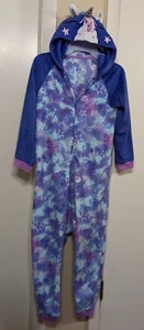 Girls Kids One Piece Pajamas Jumpsuit Unicorn Size L 10/12 Wonder Nation - Picture 1 of 7