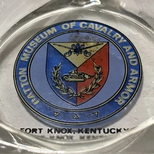 Vintage Military Patton Museum Of Cavalry Armor Fort Knox KY Ashtray Glass Retro - Picture 1 of 7