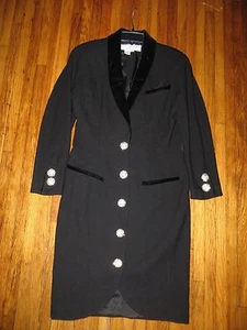 Vintage Lillie Rubin Black Wool Blazer Suit Jacket Coat Crystal Buttton Sz 6 EUC - Picture 1 of 11