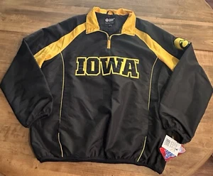 Iowa Hawkeyes G-III Mens Jacket Black Yellow 1/4 Zip Mock Neck Mesh Lined L New - Picture 1 of 12