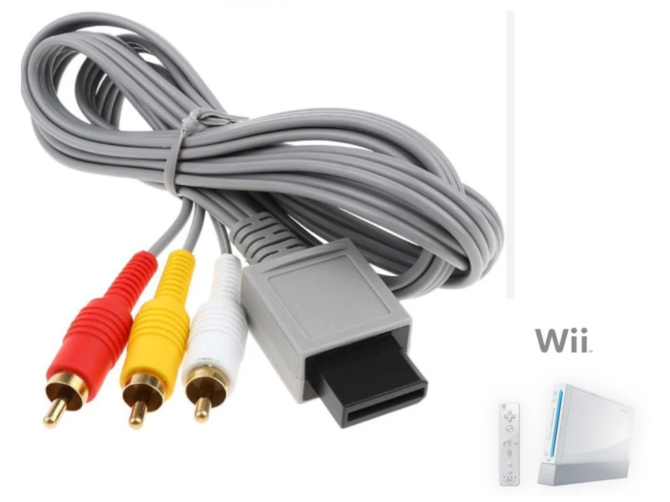 Nintendo Wii RCA Composite Lead Video AV Cable For Games Console 6 ft 1.8m Grey - Image 1 of 1