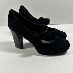Ann Marino 6,5 Medium Schwarz Samt Große Knöpfe Vintage Look Schuhe Absatz - Bild 1 von 7