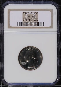 1972 D NGC MS 66 Washington Quarter OLD Holder Obsolete US Type Coin Gem - Picture 1 of 6