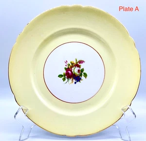 TWO SHELLEY HULMES ROSE YELLOW SALAD OR DESSERT PLATES, CHESTER SHAPE, DAMAGE - Picture 1 of 16