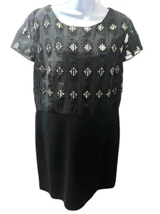 St. John Santana Strick glitzernder Rock Pailletten Hand Perlenstickerei Größe 14 schwarz - Bild 1 von 8