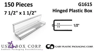 7 1/2 x 1 1/2 x 1/2 (1/4+1/4) Hinged Plastic Boxes [150 pcs] US Gary G1615 - Picture 1 of 4